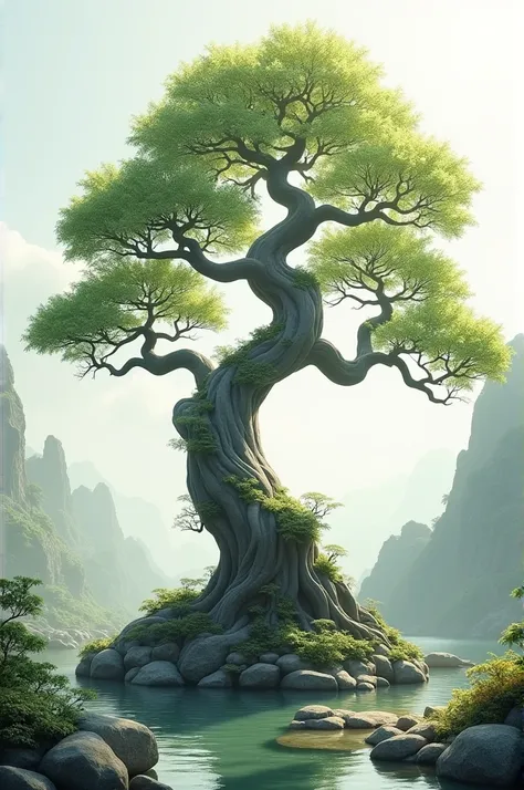 Make a image of a long bonsai tree