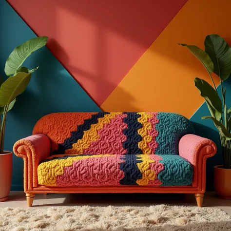 Nice lazy single sofa design crochet with wool new design on wool one sofa and separate design orange red blue black green pink , chocolate parrot color full view pic full room view zoom out 