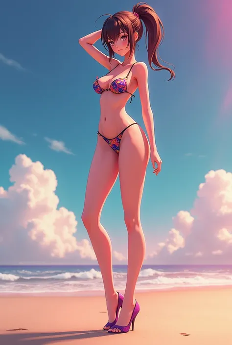 A 3d animes full body with bikini wuth high heels