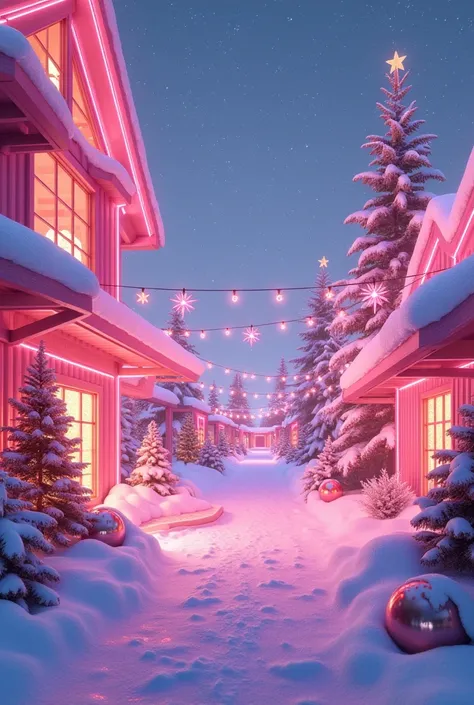  pink Christmas winter has the essence of disco、There are no people but only the background 