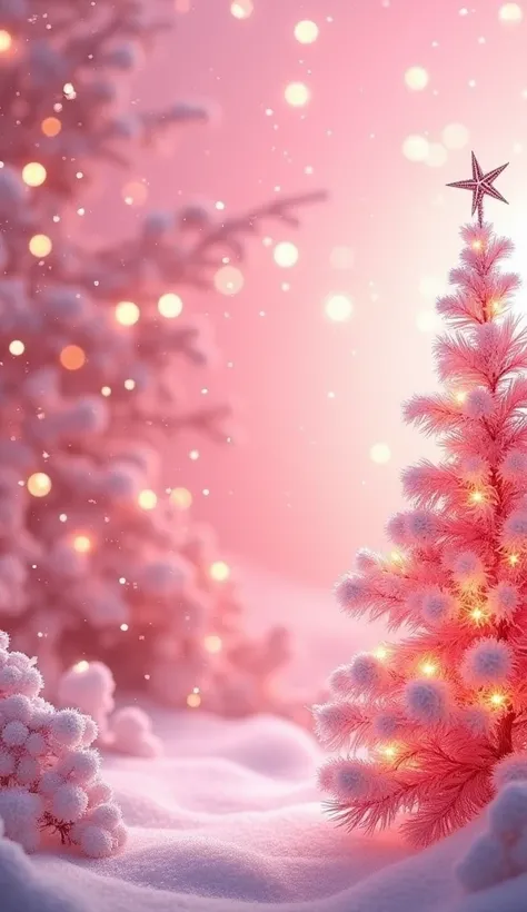 realistic pink color theme Christmas background wallpaper 