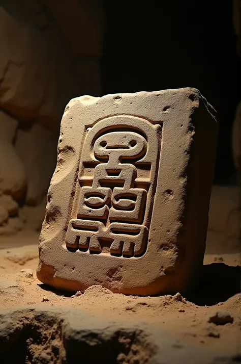 Maya glyph on clay block