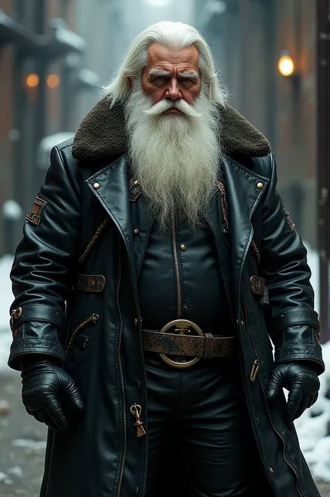 Santa Claus biker dressed in black and the written phrase: THE BROTHERS JF