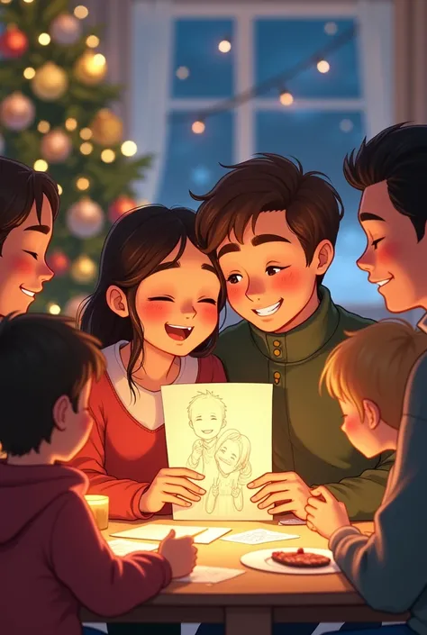 rens drawing and boubou 
A moment of sharing and tenderness around the table.
 This Christmas ,  Its also a moment of sharing .  Everyone is surrounded by tenderness and smiles .  We wish each other a merry Christmas , We laugh ,  we exchange complicit gla...