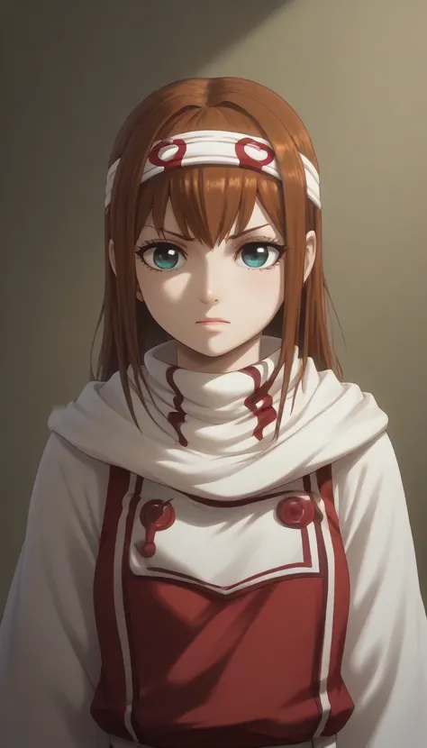 emotionless score_9, score_8_up, score_7_up, 1girl, ((cowl)) headband on forehead detailed clothing
((((()Makise, Kurisu))))