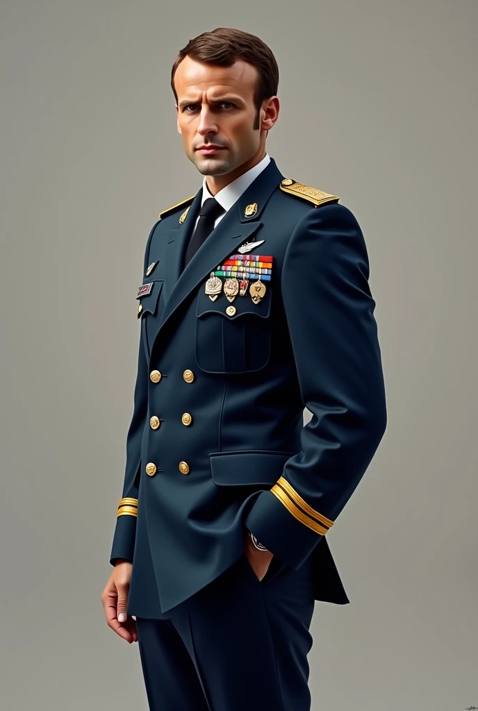 Macron in military uniform 