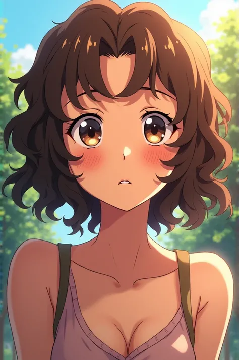 An anime about a teenager with a tan skin color and curled brown hair 