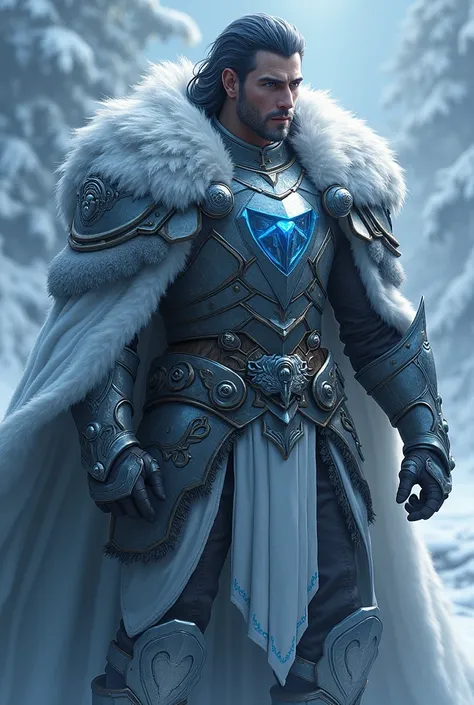 Sharp features: Polar has a strikingly handsome yet cold appearance, with ice-blue eyes and silver-tipped black hair.
Regal Aura: He wears the Lectal royal armor, which is adorned with the snow leopard symbol, signifying his leadership over the northern la...