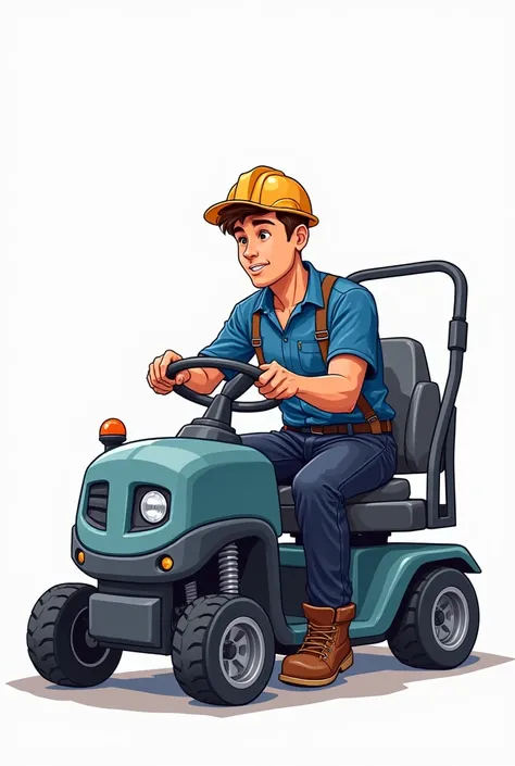 Generate an illustration of a young male driver worker on a white background