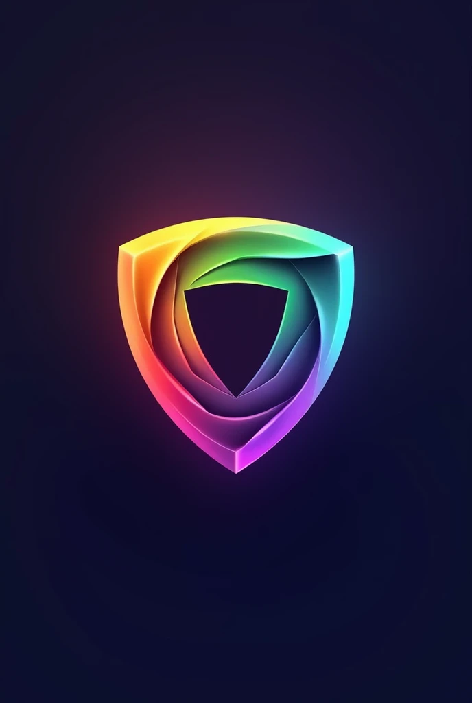 Design a modern, colorful logo with a abstract shield shape. Use vibrant gradients like purple, green, orange, and yellow to create a dynamic and professional look. Incorporate smooth, curved edges and a sleek, futuristic style. Place the brand name below ...