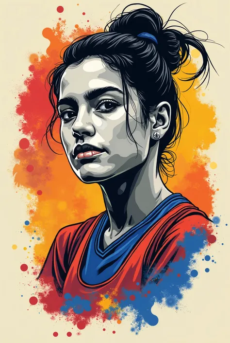 You can design a t-shirt for the school Olympics with the theme of Lucia Yepez, Ecuadorian wrestler, that is unique and creative, and with monochromatic or bichromatic colors