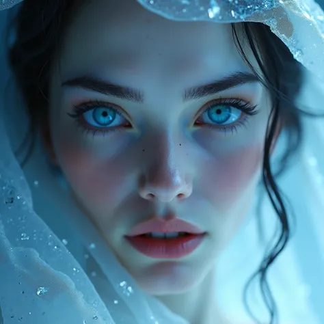 The icy hue of her irises was a stark contrast to the delicate features of her face. Her skin was fair and unblemished, almost translucent in its paleness. High, sculpted cheekbones and full, soft lips gave her an almost ethereal beauty.
Yet there was a ha...