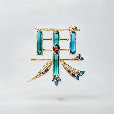 masterpiece. Exquisite brooch ， depicts a Malagasy tourmaline phoenix， precious stones adorning high jewellery . Exquisite craftsmanship.  high quality. Excellent refinement. (( super detailed)).  on the table decoration ， and scattered some mother-of-pear...