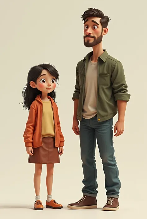 A ten years old girl with 180 cm height , next to a  man with 160 cm height