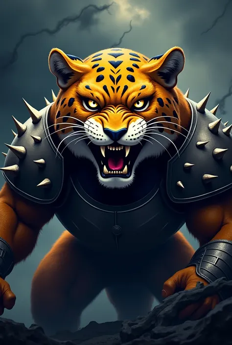 make mascot angry war jaguar with amor for my sport logo team شعاره كرة القدم 