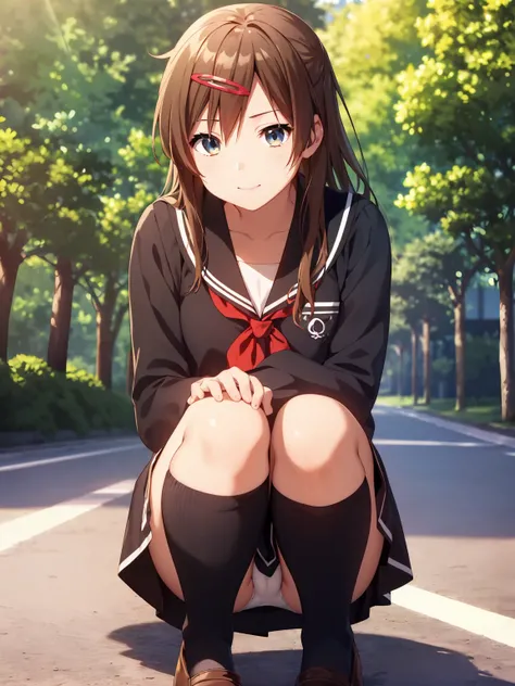 ((masterpiece,  top quality,  high definition , UHD,  perfect pixel,  depth of field, 4K, RTX, HDR)),  1 girl , single, Alone,  beautiful anime girls,  Official Art ,  Beautiful Art Style,  anime characters, (( long hair, Parted bangs,  dark brown hair )),...