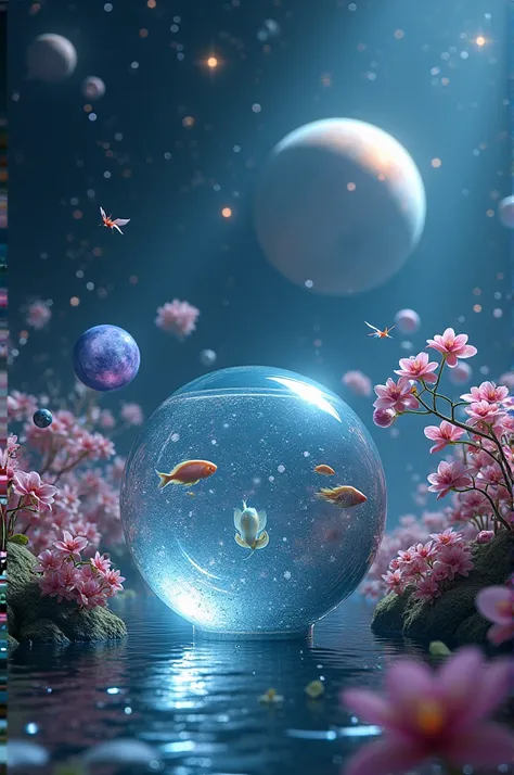  Constellation of aquariums with element of air,  planet Saturn and Uranus , Orchid flower  