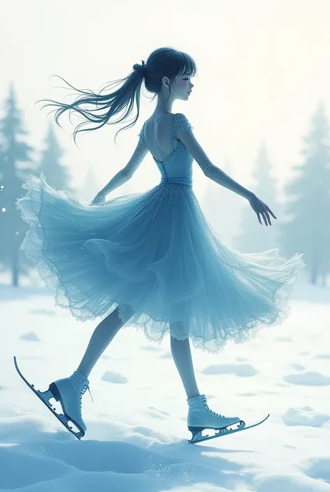 

          Correct Perfect Anatomy Structure Snow Landscape Beautiful Charming Detailed Anime Girl Wearing Dress Flying On Ice Dancing Motion Beautiful Mixed Double Exposure Sign Style Creative Sign Illustration Silhouette Style Ice Dancing Silhouette 

 ...