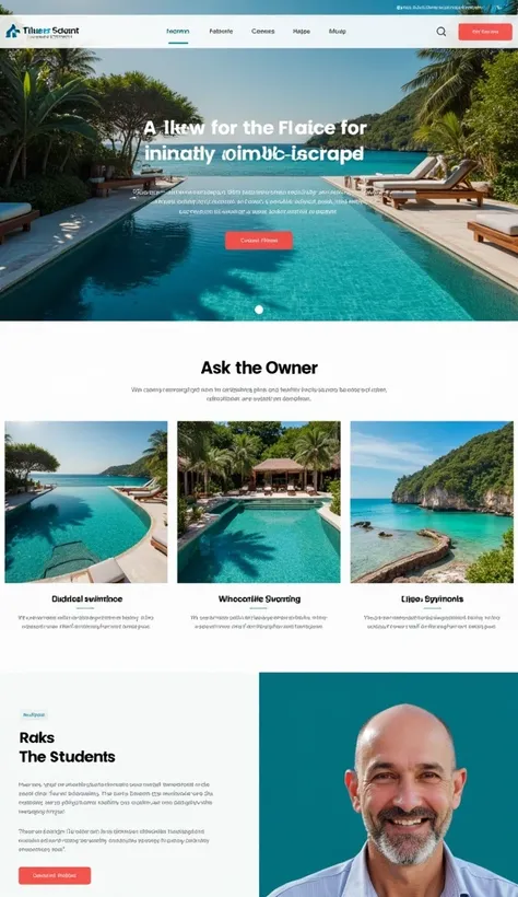 website layout for Outdoor swimming school for  in Phuket, section "Ask owner"