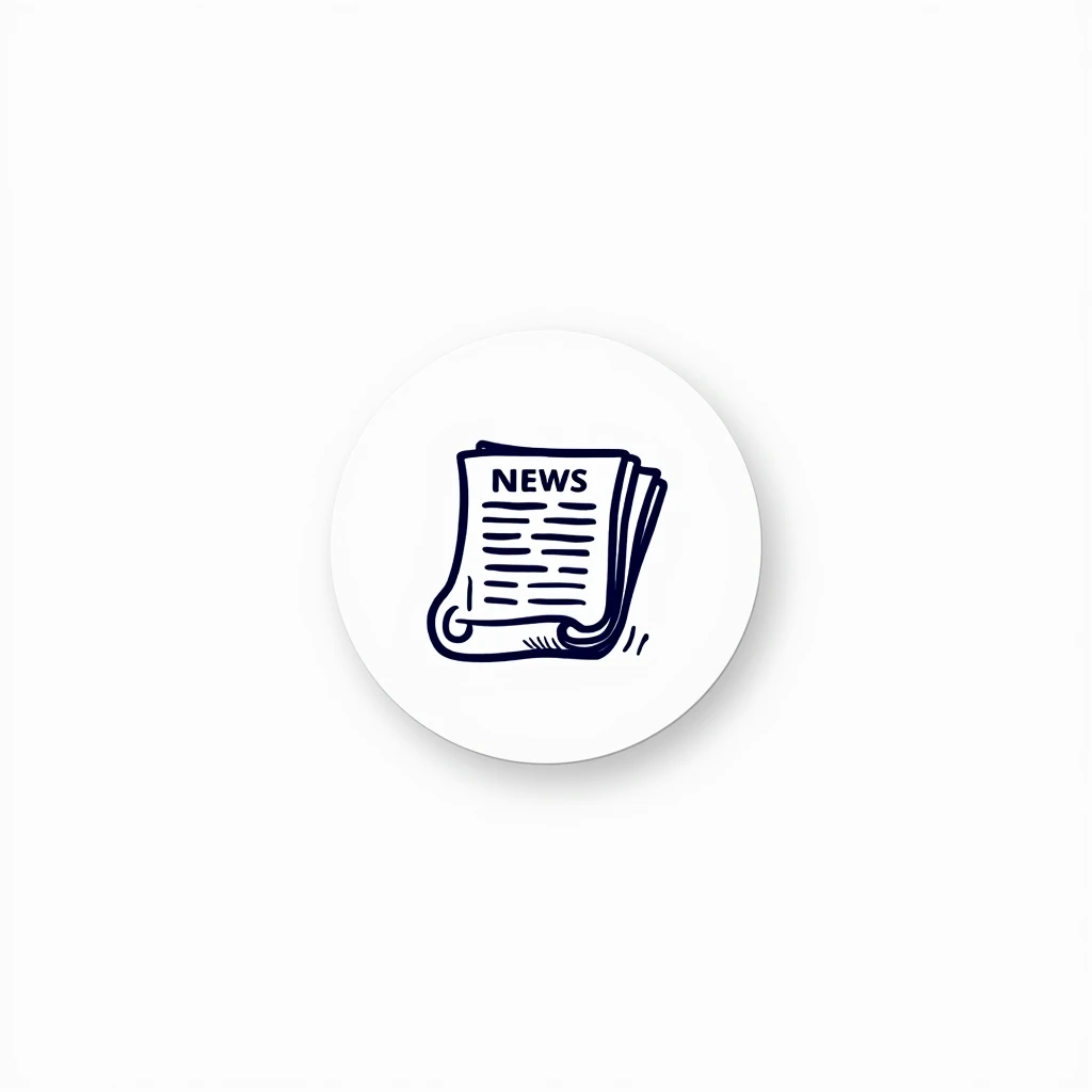 Detailed minimalistic icon for Instagram highlights on a pure white background. In the center, a carefully drawn dark blue illustration (#021E25) of a newspaper with visible folds, a bold headline, and subtle text lines to symbolize News. The design is cle...