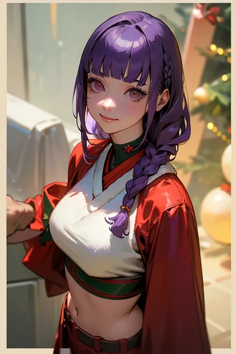   1 girl, blunt bangs,   braiding  , Wide sleeves,    hair ornament   ,Obi says, (Purple Hair:1.2),   long hair ,   straight hair  ,    high school girl gets her butt grabbed while watching the audience on the train ,    very detailed background  , (  real...