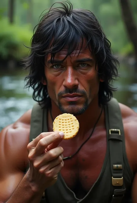 An image of John Rambo eating a wafer