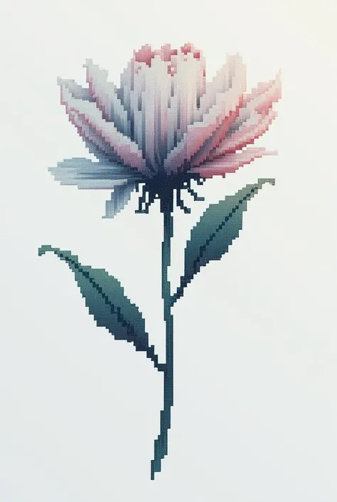 A flower withering in pixels for cross stitch embroidery  
