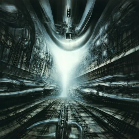 Surreal landscape mastered by Giger,, (best quality:1.4), H.R. GIGER,  BY GIGER