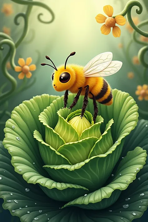 make a bee that perches on the cabbage

