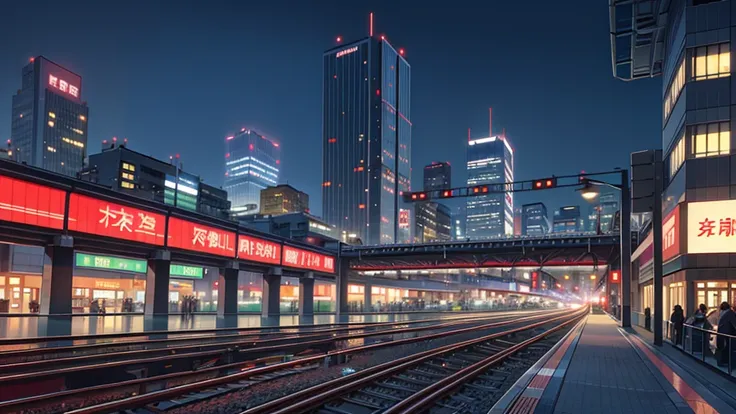  high image quality,Japanese cities,  Expressway,High-speed rail,  skyscraper ,  office building  ,Tokyo, Residential Street , has many station users ,Shinjuku,Bustling city, Its vibrant ,Metropolis,  knight ,The train is modern ,TokyoをモデルにしたMetropolisの風景,...