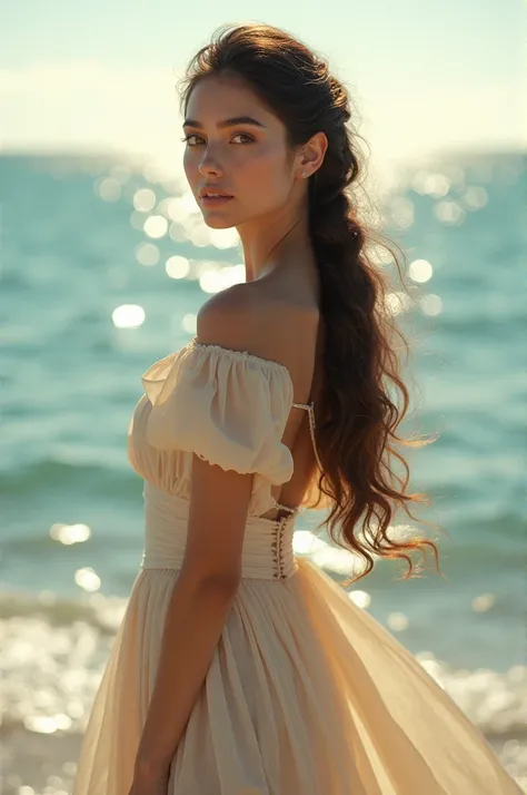 very beautiful girl standing on the open sea around bright girl judda too pretty girl outdoor dressed juda