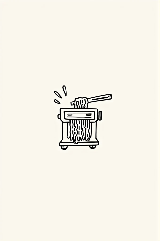  Minimalist noodle maker tattoo,  animated style, colorless black lines 