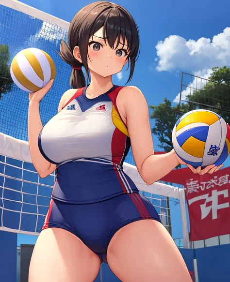 Big Breasts、 volleyball、体のラインが際立つ volleyball着