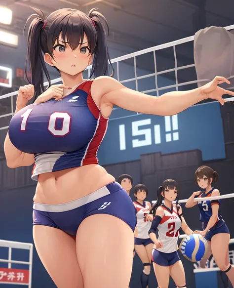 Big Breasts、 volleyball、体のラインが際立つ volleyball着