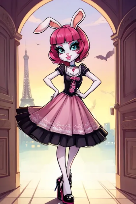 Female furry sara rabbit with Parisian dress monster high style by yeiyeiart 