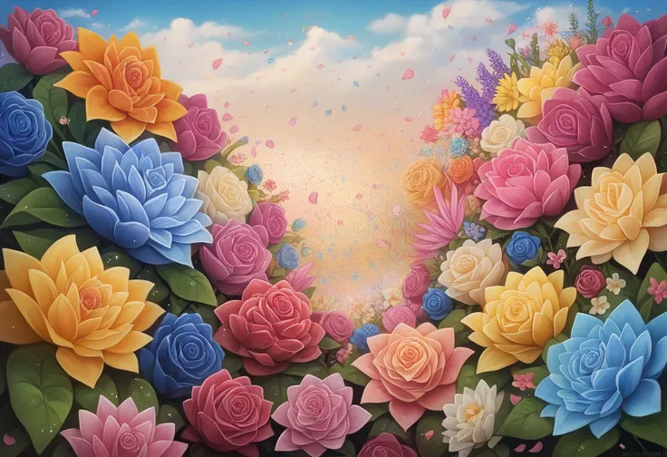  Various flowers are lined up in rows,  Plant Rainbow Backgrounds , Detailed Flowers, Floral Explosion, Colorful flowers,  inspired by François Boquet, Brilliant Composition ,  lots of flowers , Made of flowers,  platonic ideal of flowers  , rich flower co...