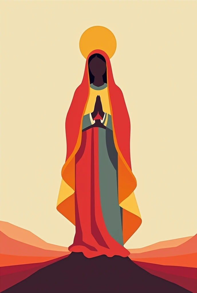 Virgin of Guadalupe, simple shapes and solid colors