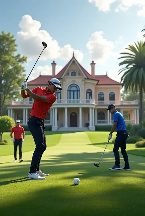 Thai national team golfers play golf in the One Million Mansion