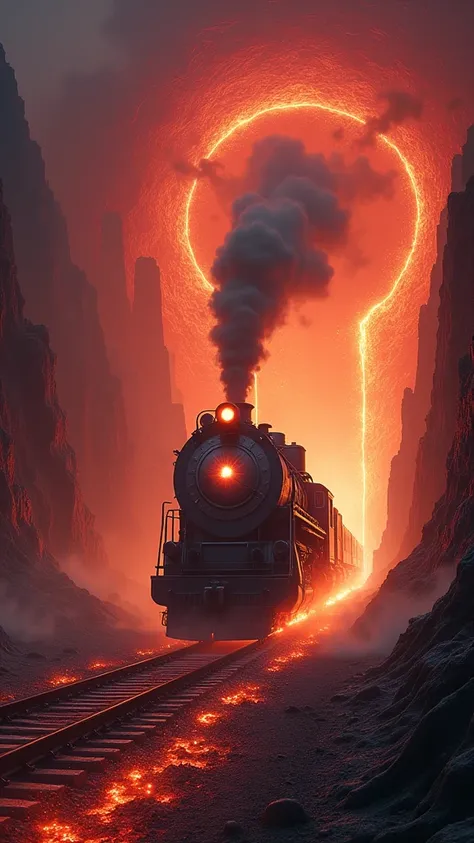 Train passing through a Nether portal