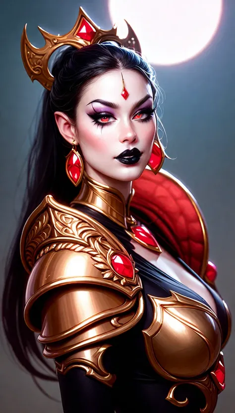 Diabolical creature. Seductive Dark angel. Dark Makeup, Dark Lipstick. pale white skin. unhealthy appearance. dnd character.  dnd. Lilith Armor, Succubus Armor