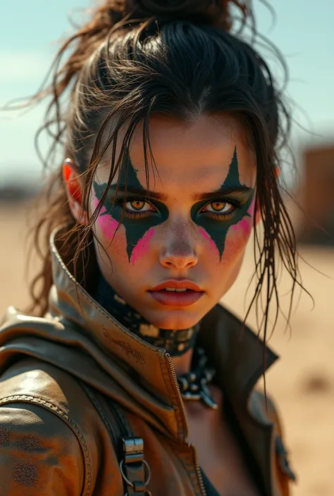 Girl wearing makeup like in the Mad Max movies.