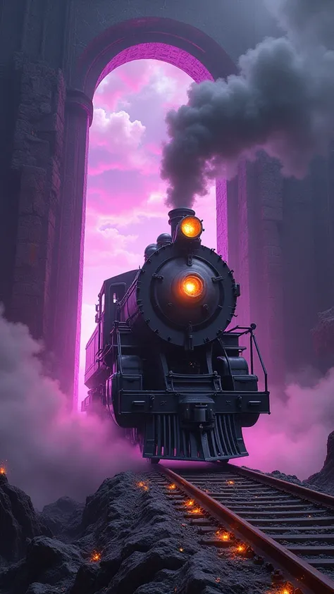 Train passing through the portal of the Nether Ultra Dimension