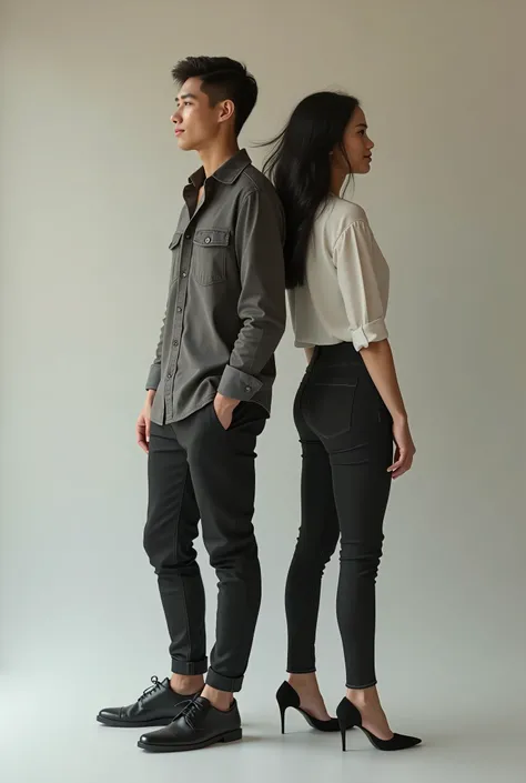 an Indonesian man and an Indonesian woman standing next to each other, an image, inspired by Adam Dario Keel, which is trending in the cg community, a handsome young Indonesian man with a beautiful young Indonesian woman with tangled hair, a man dressed in...