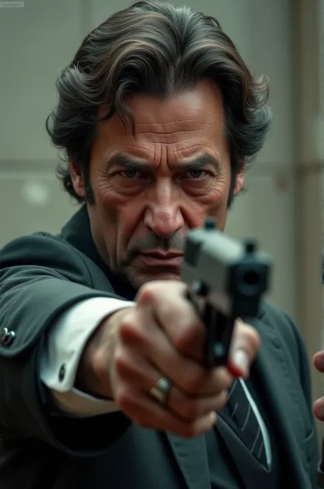 Imran Khan, in hand gun 