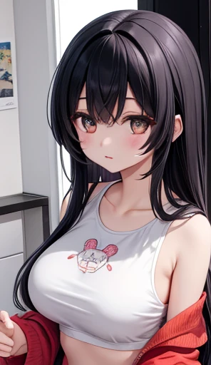  one girl 、AS-Adult、underwear、キュートなunderwear、 black hair long hair, big breasts、