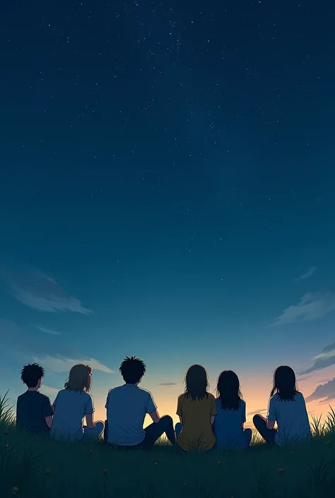 A couple of men and women sitting stargazing 
