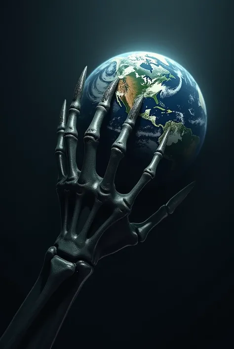 A hand having satans long nails attempt to grip the whole, round earth