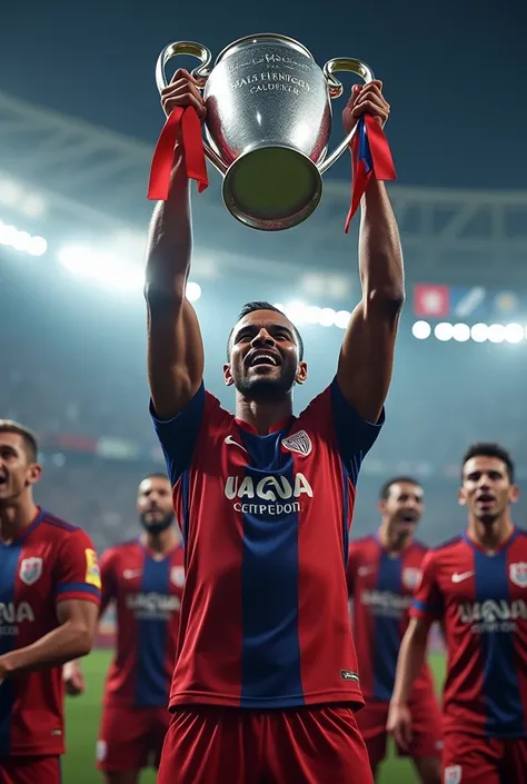 Give me a realistic picture of Lamine Yamal winning the Champions League with Eibar