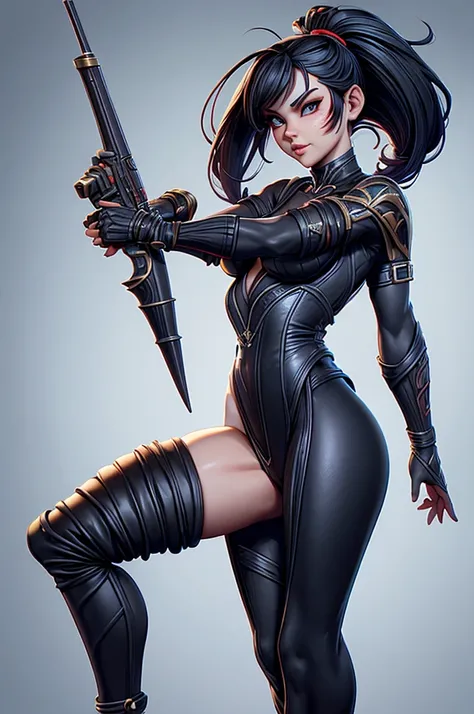 Very hot girl , sexy e sensual, big boobs, thin waist , high, big legs,  thin waist , Carrying a large firearm, realistic light and shadow,  Ultra Realistic Skin , ((Bloodstained)),  extremely sexy , super provocative look ,  extremely provocative look ,  ...