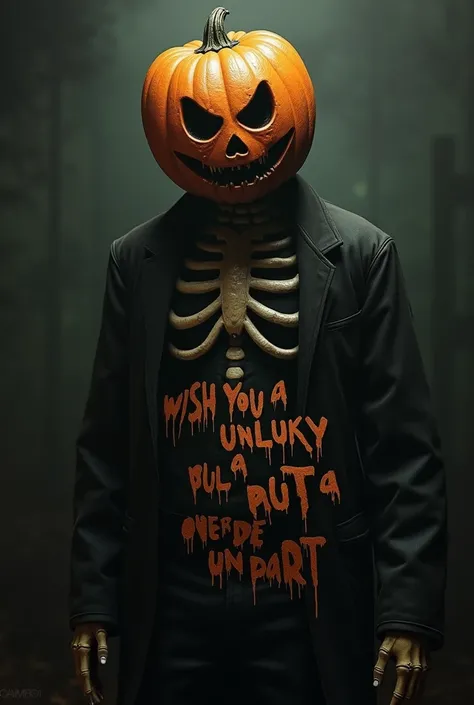 Jack of halloween movie, with the text "wish you a unluky day, put a x over de un part.